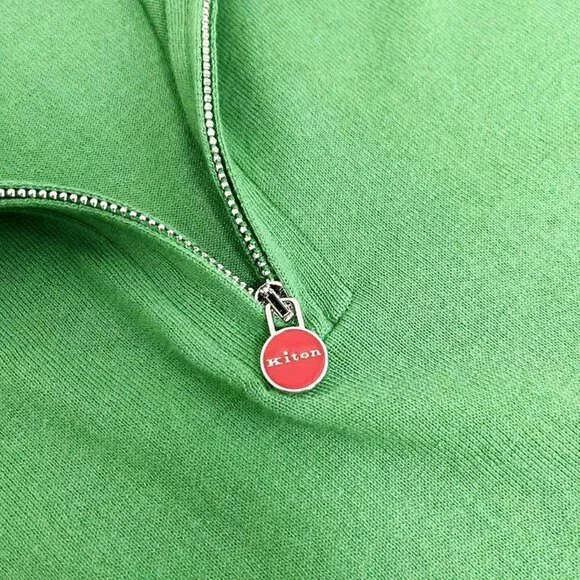 Kiton Green Zipper Polo Shirt